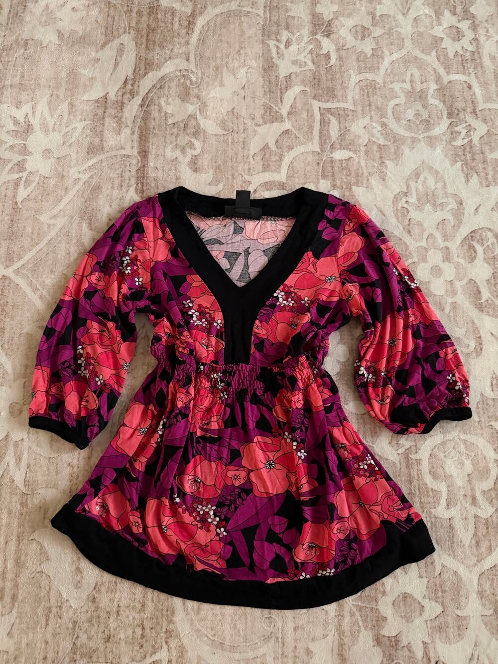Vintage Y2k Style & Co Vibrant Floral Babydoll Style Blouse